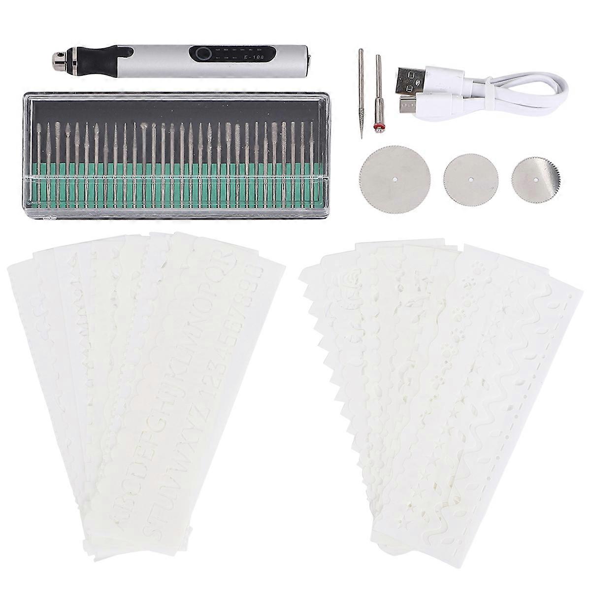 Electric Engraving Pen Engraving Tool Set Micro-Engraver Etching Pen DIY Rotary Tool for Carving,Woo