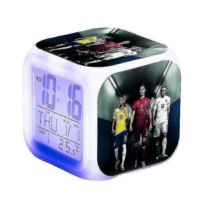 LED Digitale Farbe Quadratischer Wecker - Fußball Ronaldo