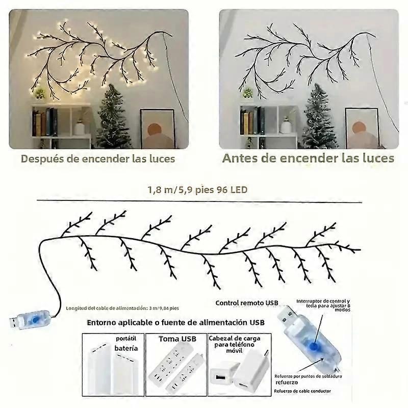 Tree Branch Lamp with 96 LEDs for Desktop and Wall Decoration, 8 Modes, USB DIY Festive Lighting for Home