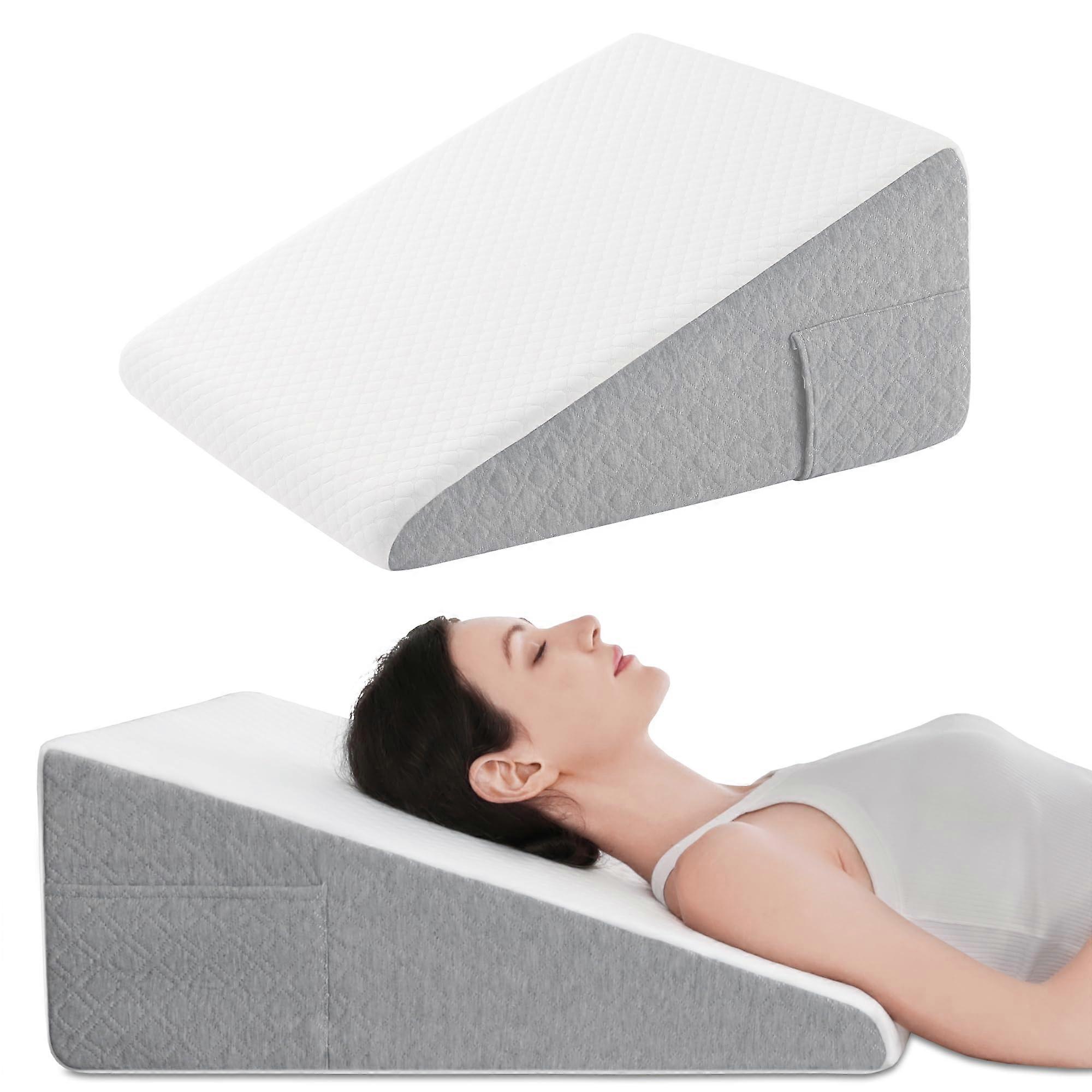 10'' Wedge Pillow for Sleeping, Soft Memory Foam Bed Wedge Pillow for Headboard, Triangle Pillow