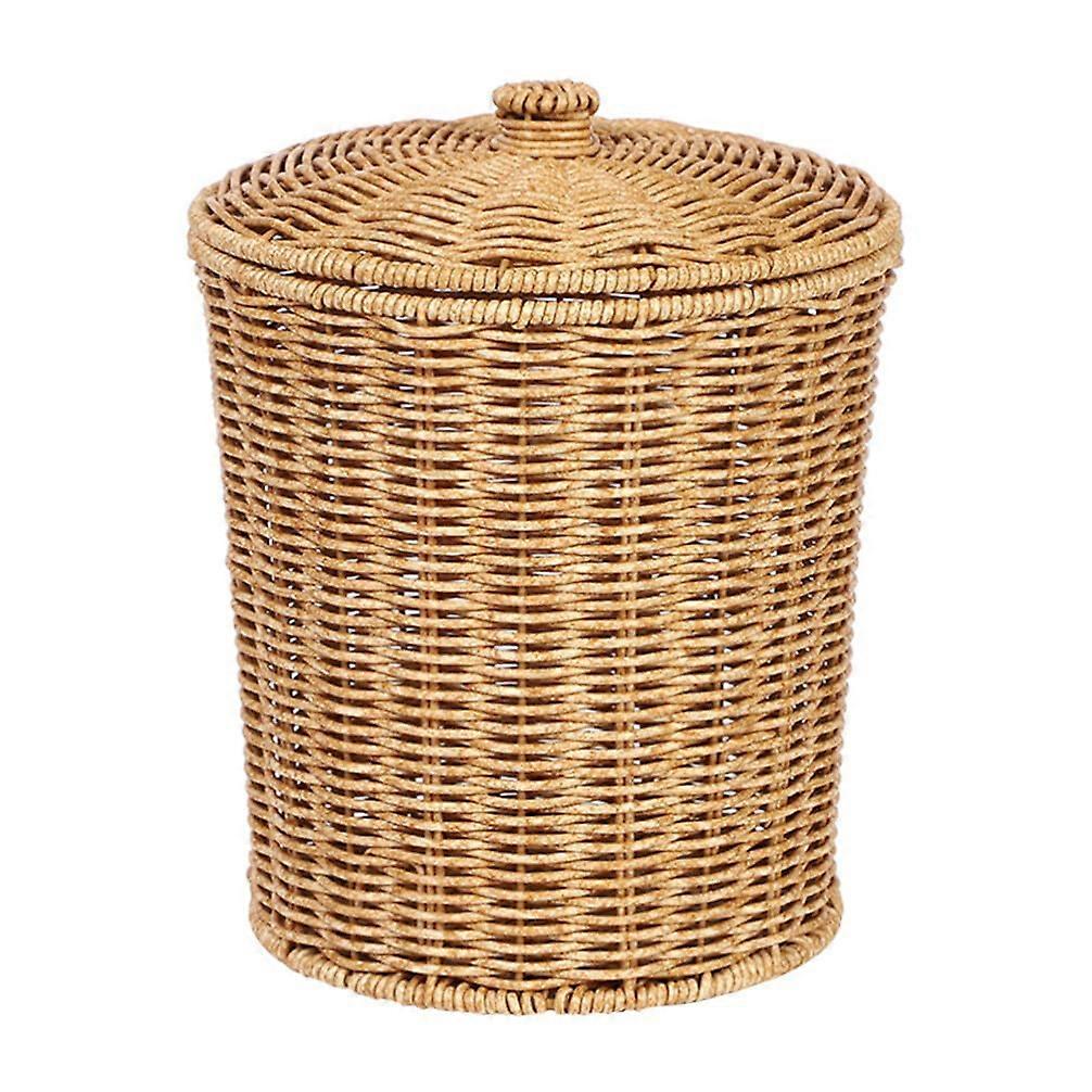 Rattan round wastebasket, suitable for bathroom and kitchen storage