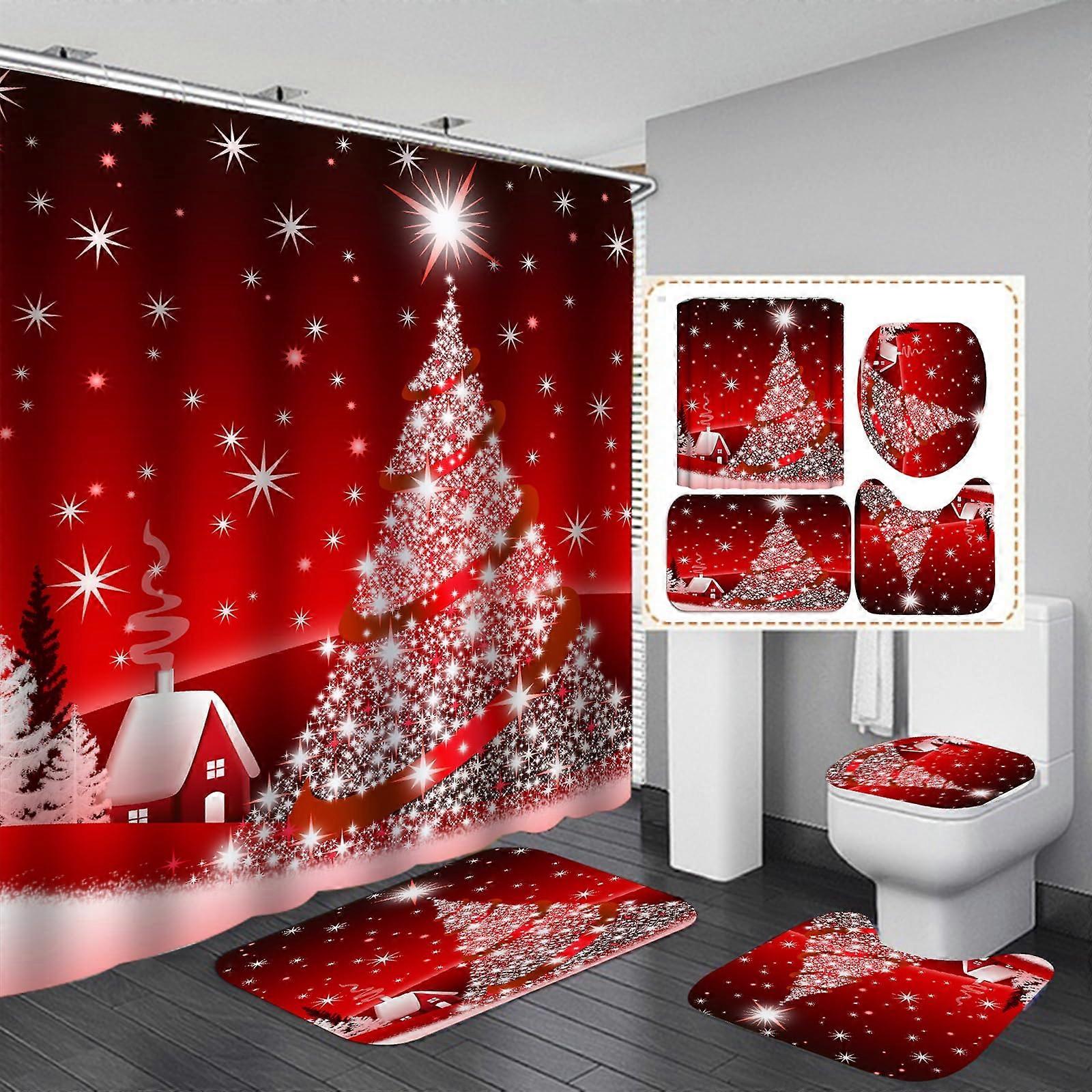 4Pcs Set Christmas Bathroom Sets for Bathroom Decor