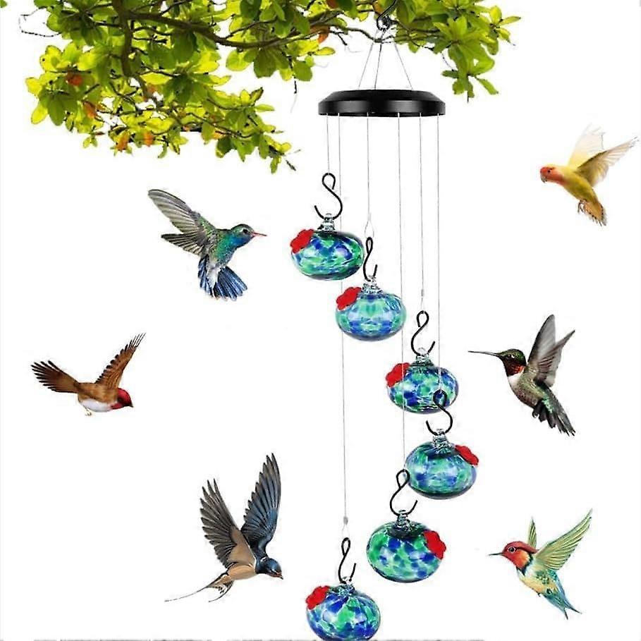 Outdoor Hanging Windmill Wind Chime with Bird Feeder - Rustic Garden Decor, Durable Metal, Multi-Color, Style C