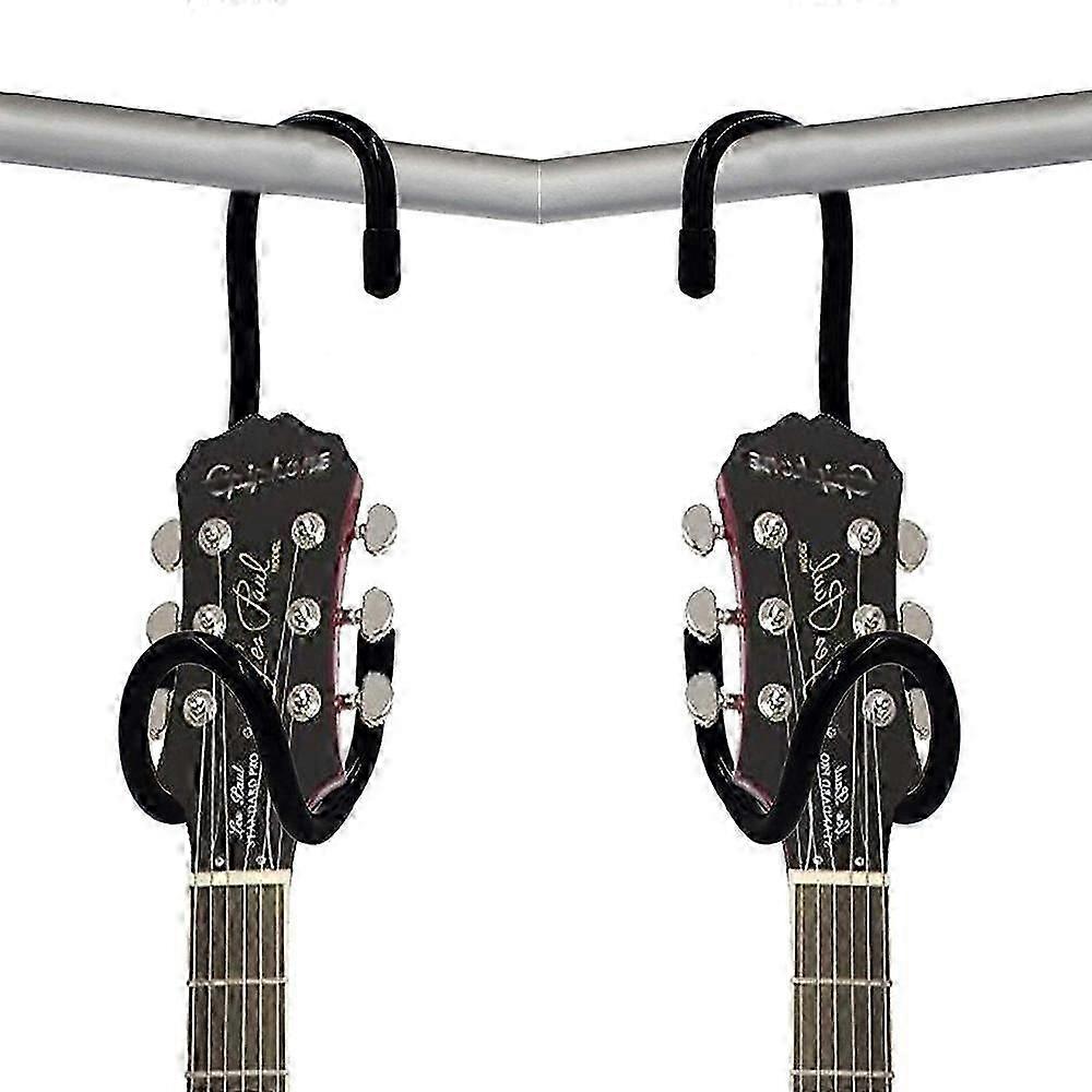 2 pack Closet Guitar HangerDisplay Rack Guitar Bar Hanger Guitar Bracket Holder Guitar Stand Portable Black Guitar Holder With