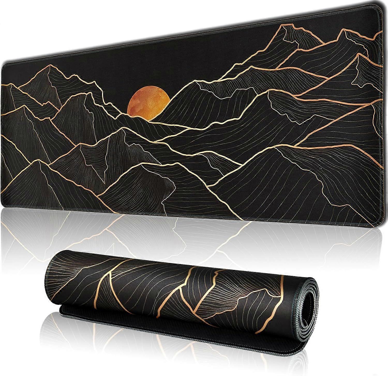 Large desk gaming mouse pad, table pad with seamed edges, waterproof desk pad, anti-slip rubber base, keyboard pad computer pad black mouse pad 300*80