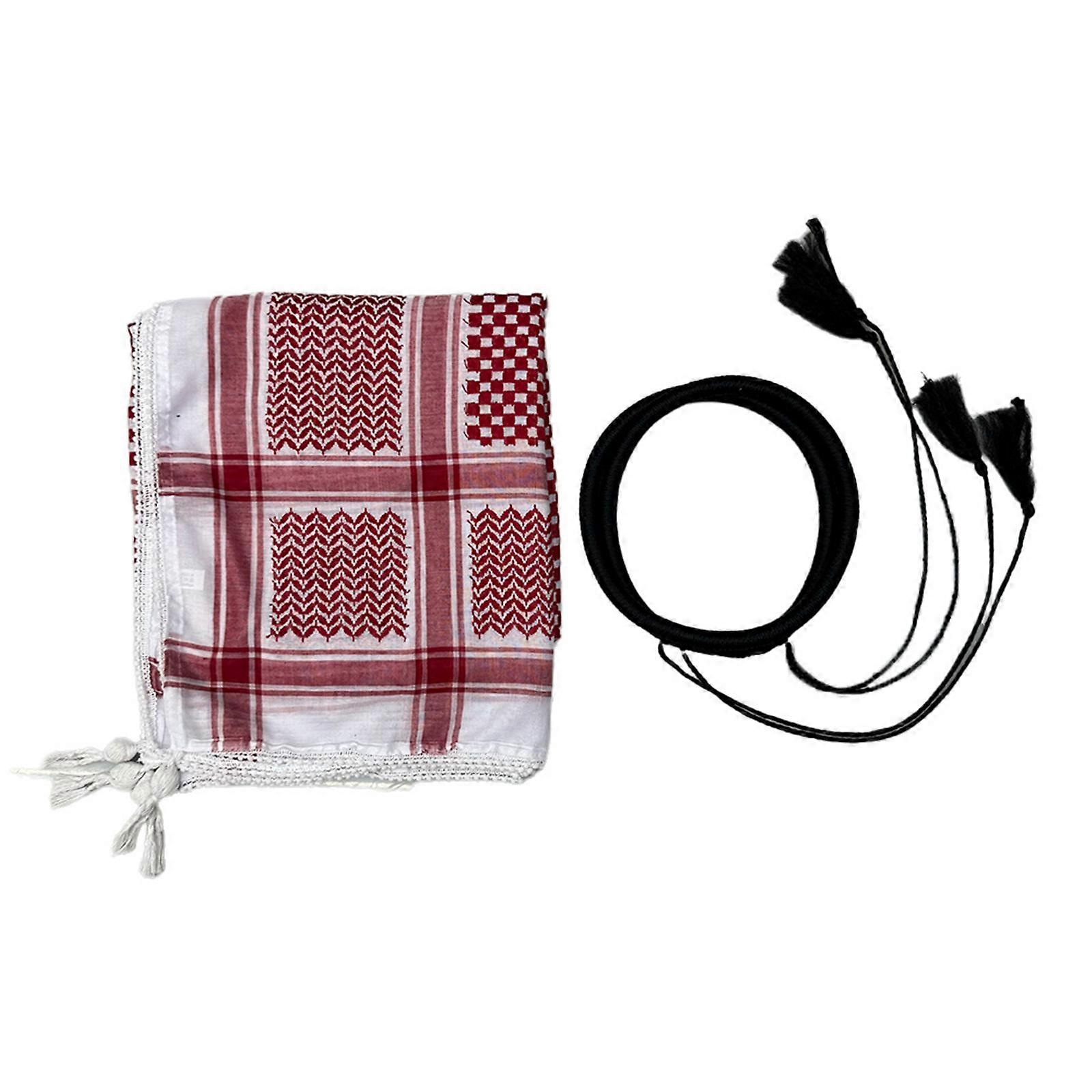 Traditional Arafat Keffiyeh Scarf for Men Daily Wear with Unique Square Pattern Design Desert Scarf Arab Shemagh for Men
