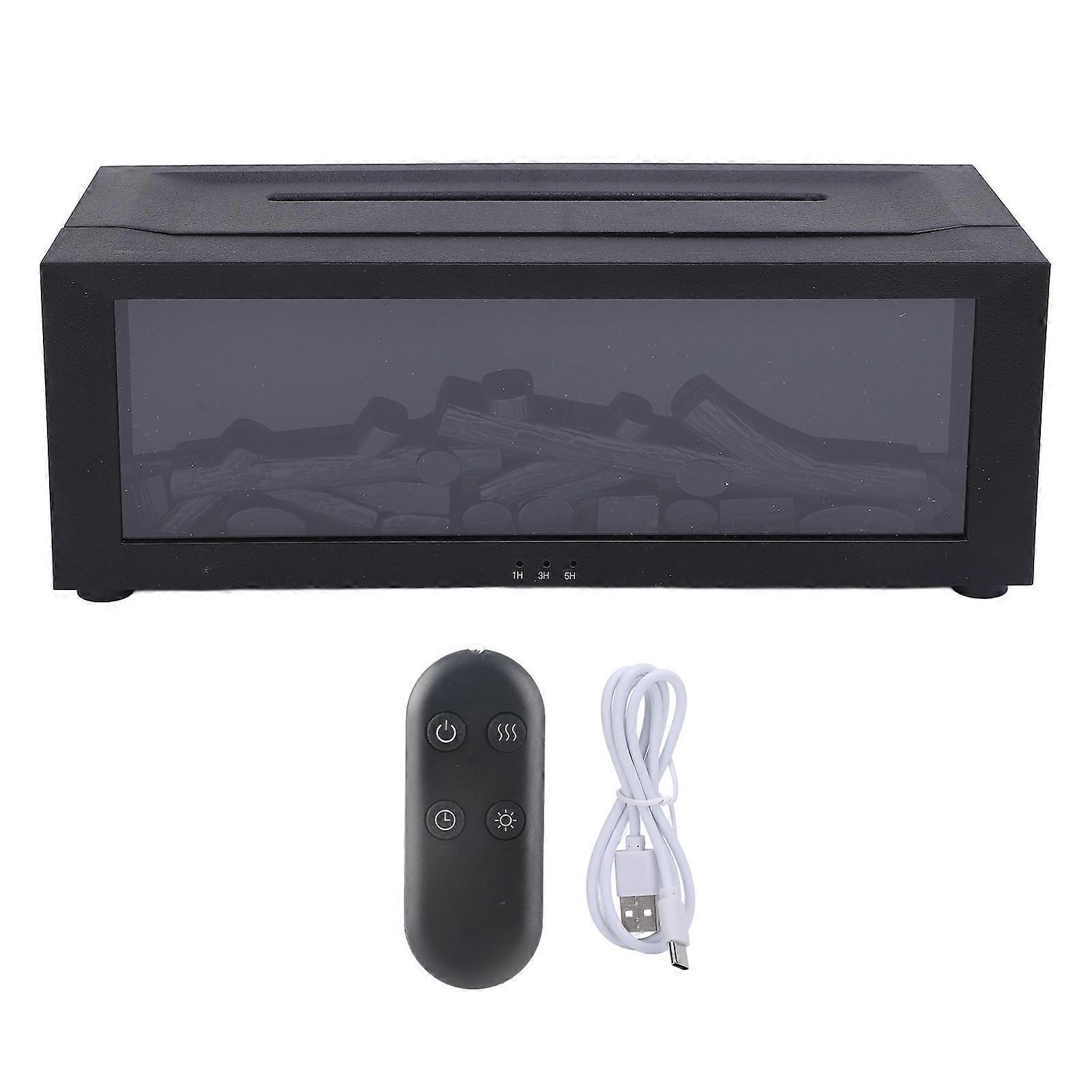 3D Flame Fireplace Humidifier Desktop Timer Quiet Bedroom Simulation Aromatherapy Diffuser Ambient Light for Home