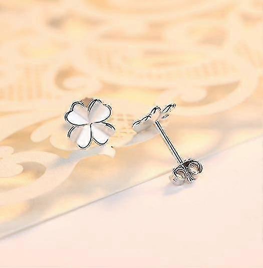 (platinum Gold)glossy Clover Stud Earrings