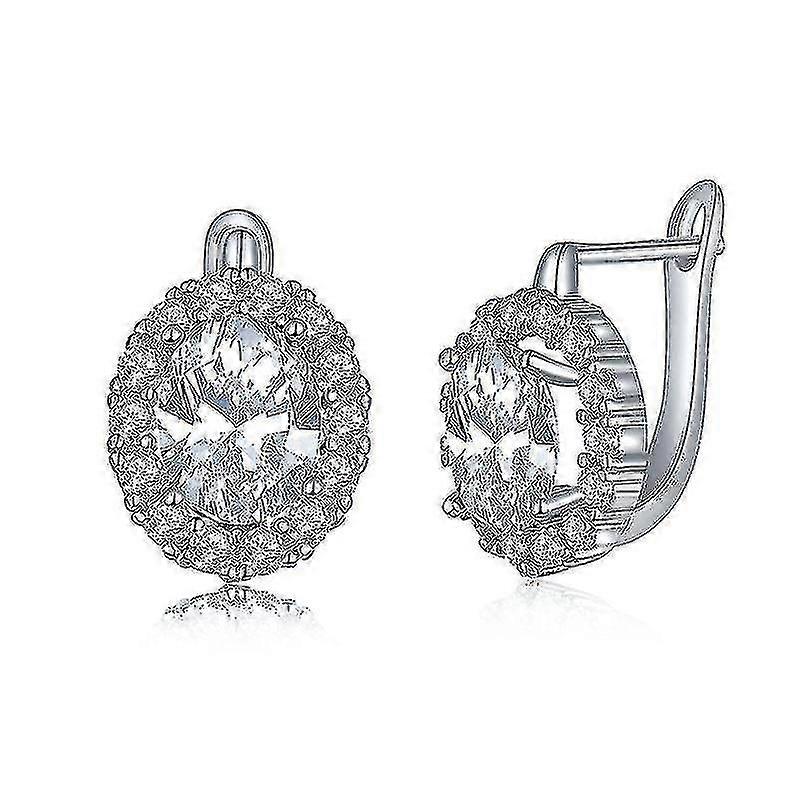 Ear Clips Copper Metal Inlaid Aaa Zircon Ear Studs For Wedding