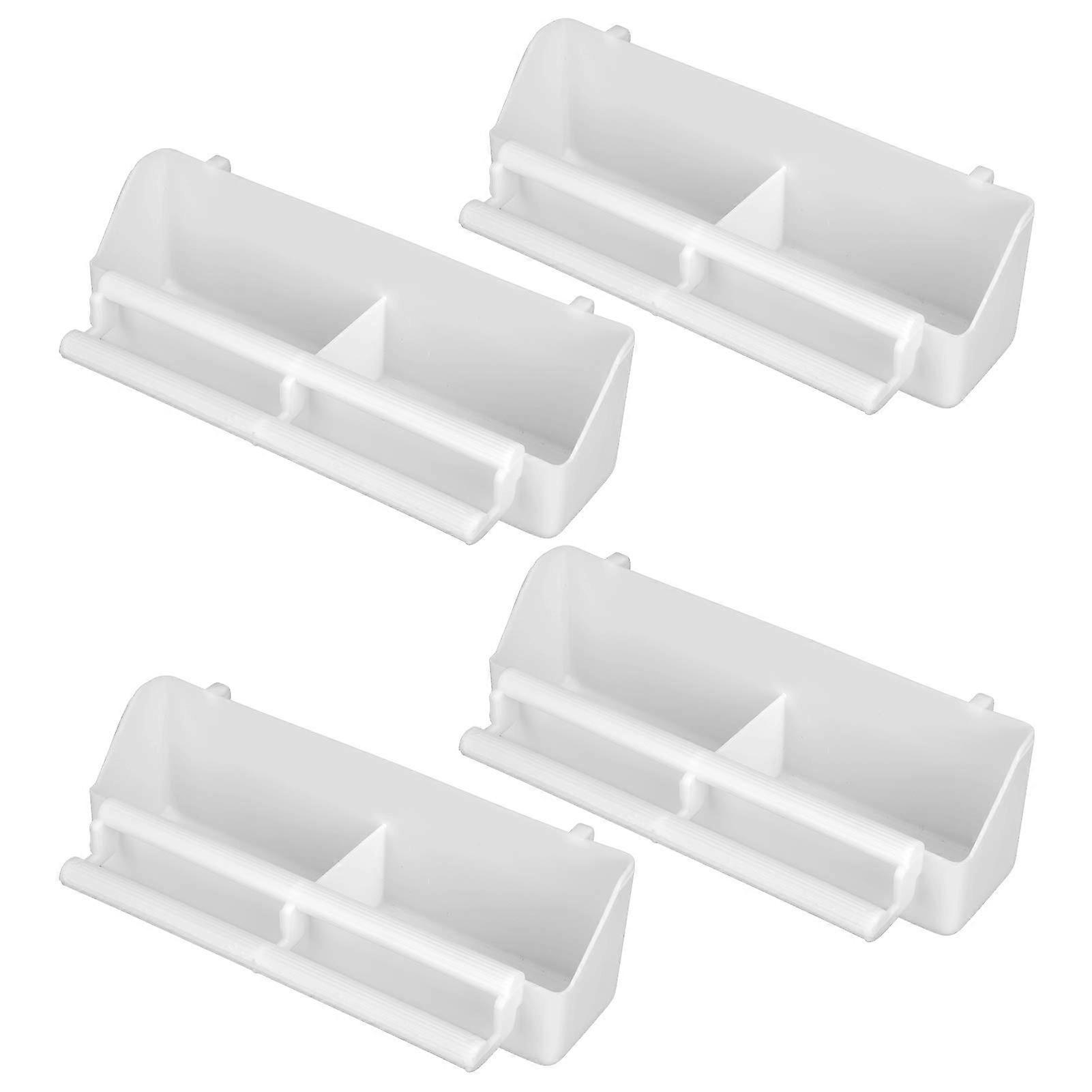 4pcs Bird Feeder Set, White Plastic Pet Bird Food and Water Dispenser for Parrots, Cockatiels, and Sparrows