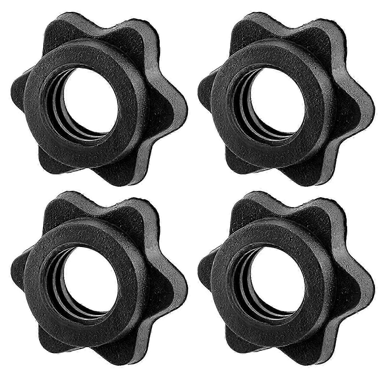 4pcs handbell bar lock screw nut spin-lock collar hex nut for strength training black
