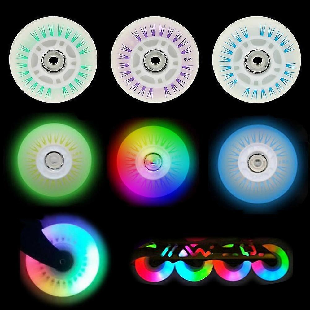 Farfi 4pcs 76/80mm Skating Led Leuchten Blinken Inline Rollschuhe Schuhe Rollen Rollen