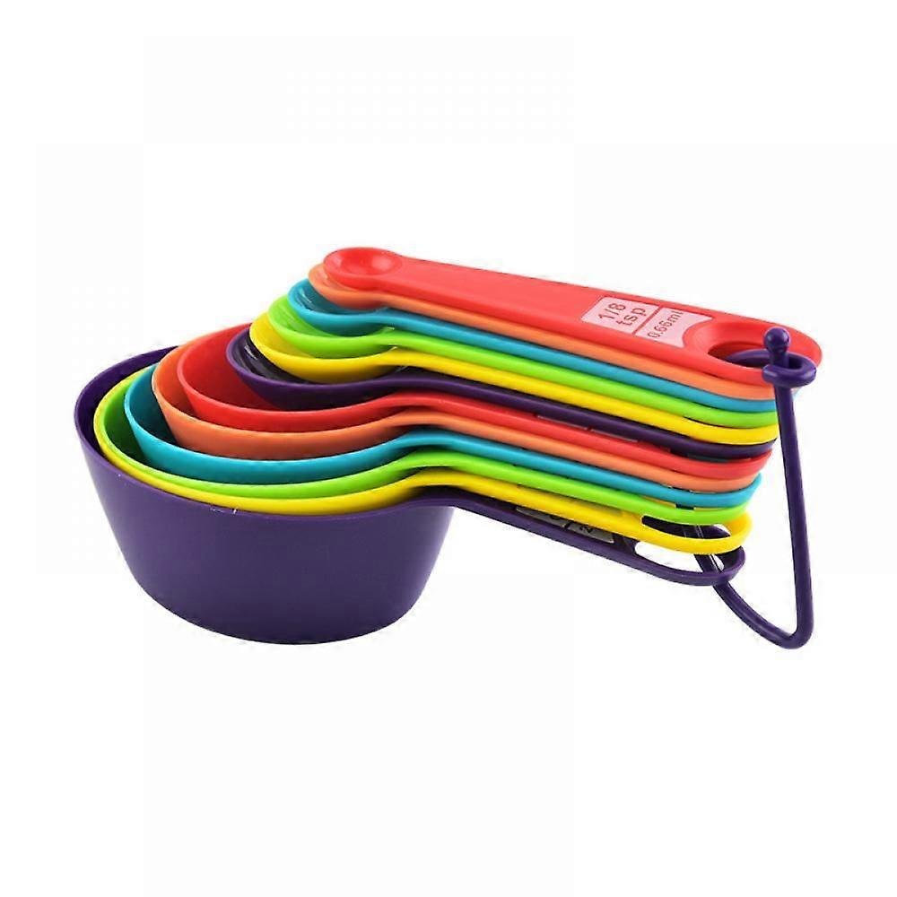 Colored Plastic Measuring Cup Measuring Spoon Set, 12 Piece Set, Graduated Plastic Measuring Cup Kitchen Baking Set