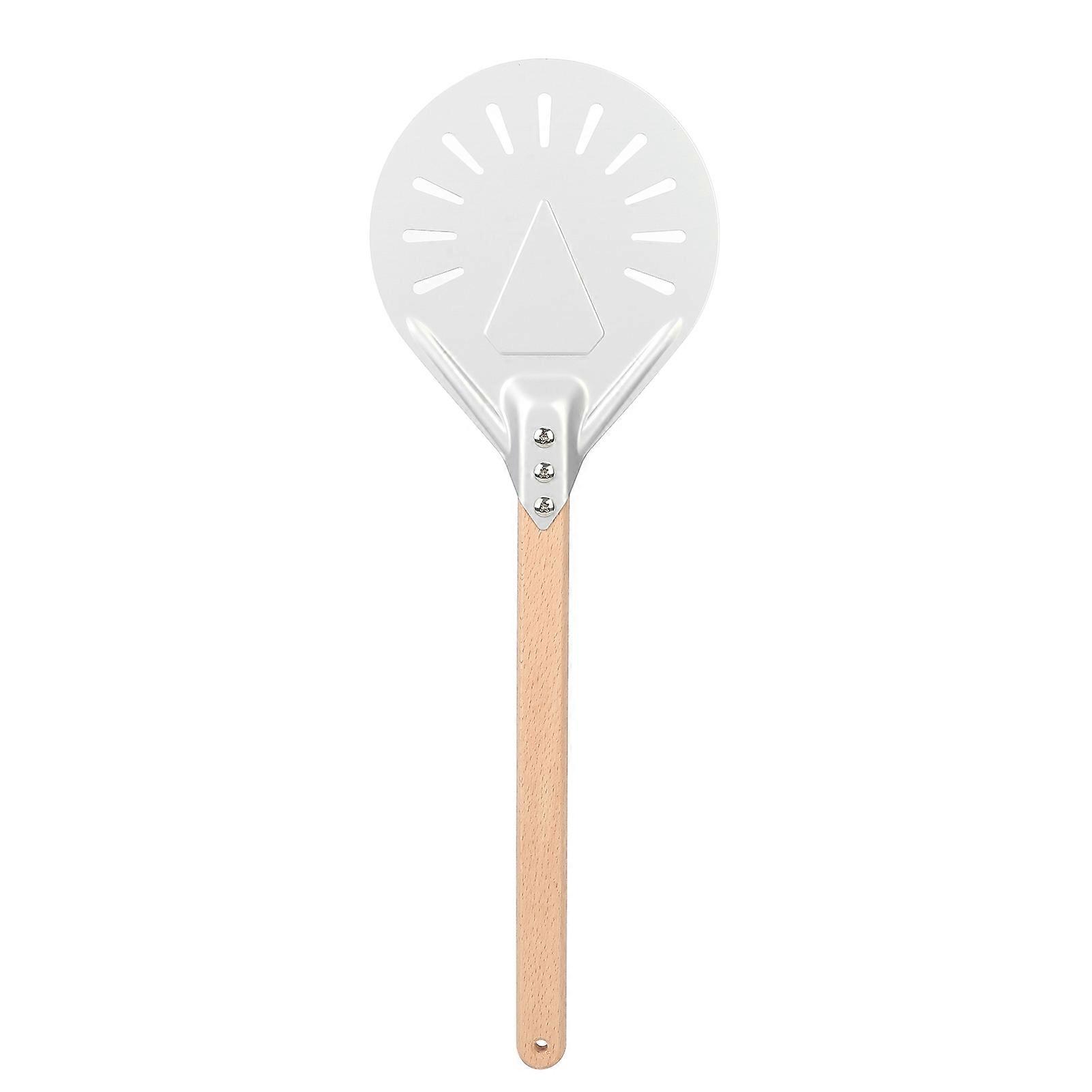 Round Pizza Spatula with 41cm Removable Wood Handle AntiScalding NonSlip Pizza Making Tools(8in )