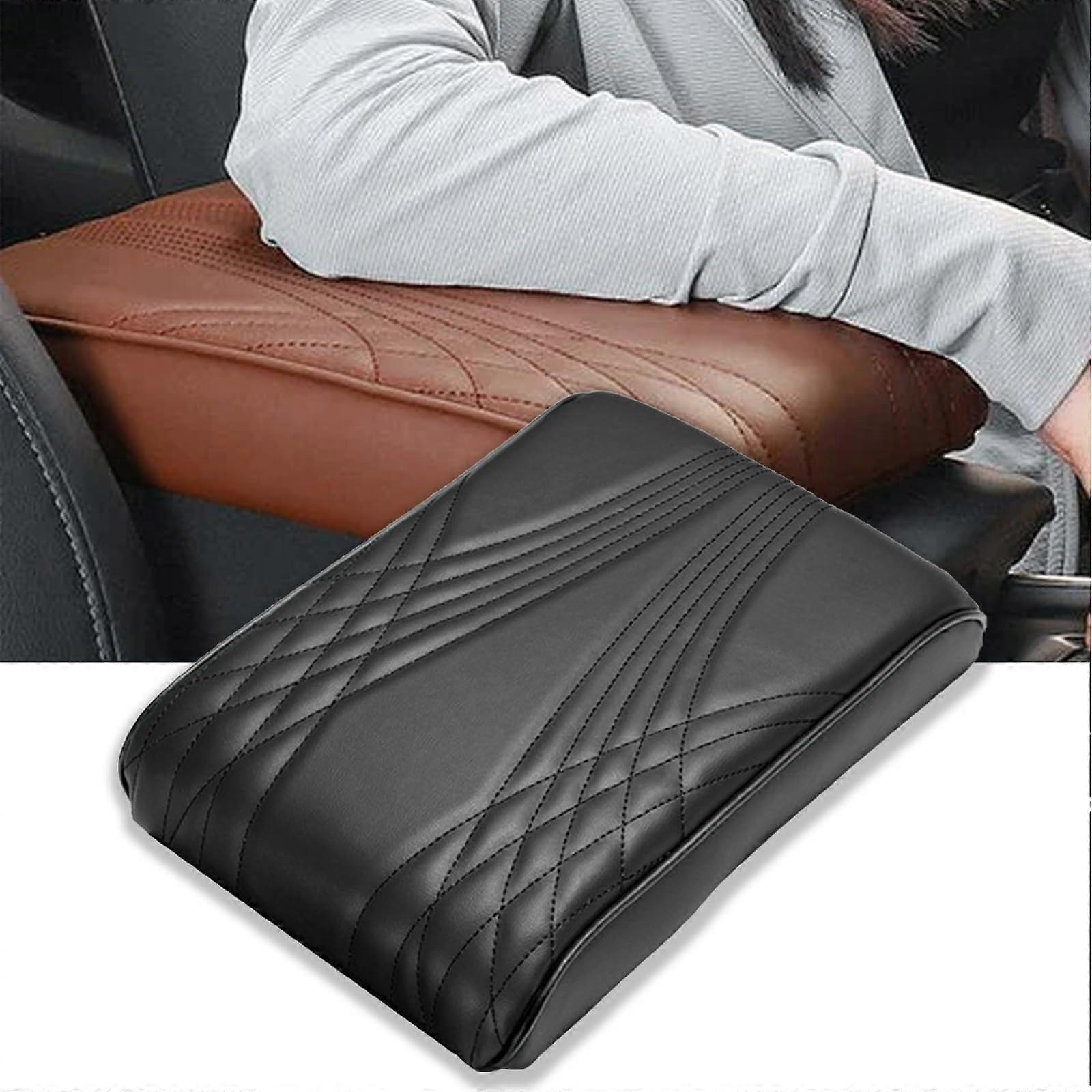 Car Armrest Cover - Leather Height Pad for Armrest Box, Black Compatible with Most Vehicle Models