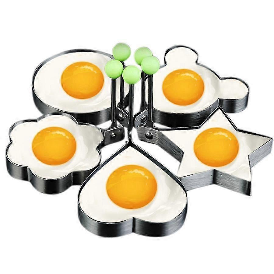 Fried Egg Molds, Pancake Mold Maker with Handle , Mold Non Stick for Griddle Pan 5Pcs