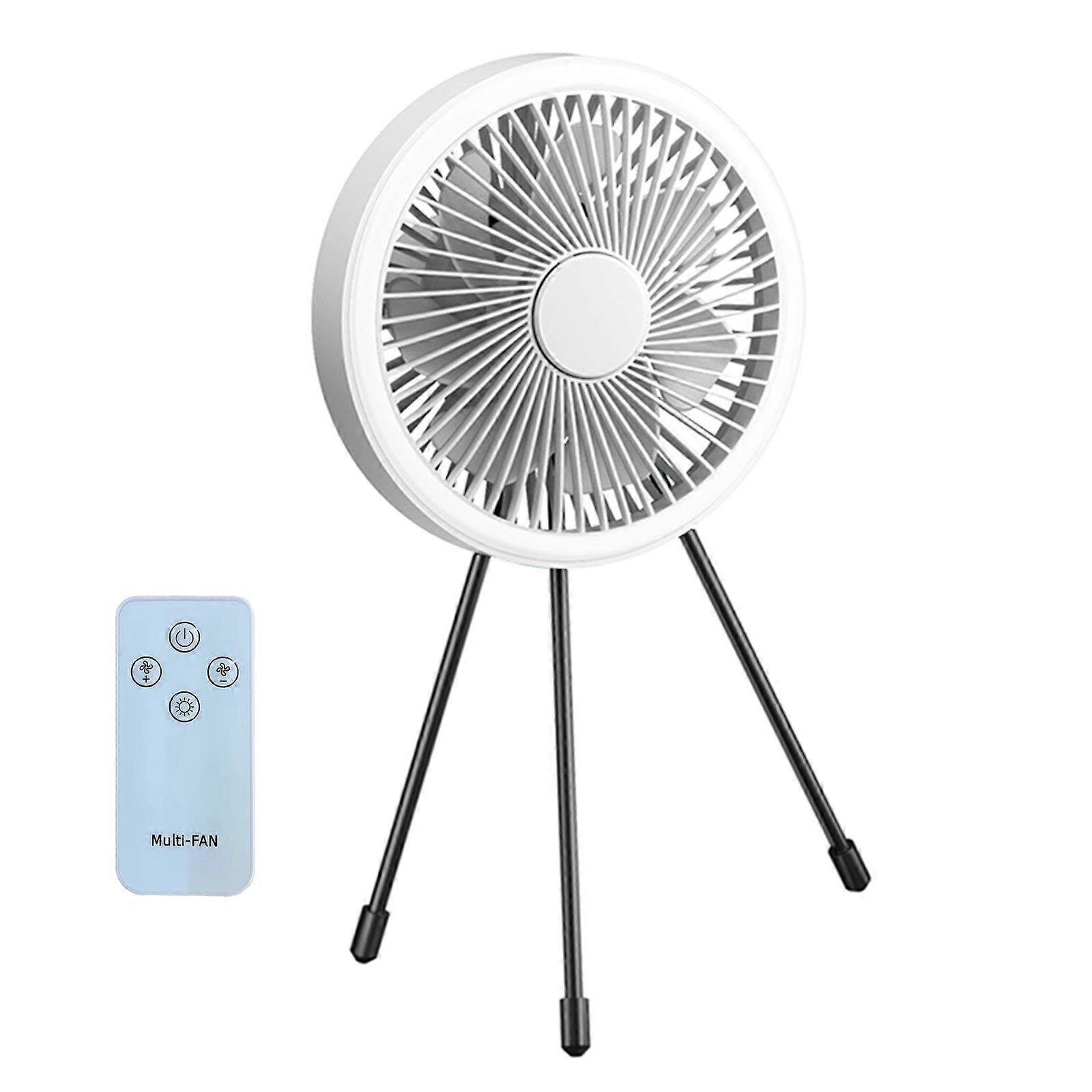 2000mAh Remote Control Table Fan Ceiling Fan with LED Light + Tripod Camping Fan for Travel Camping Dormitory Bedside