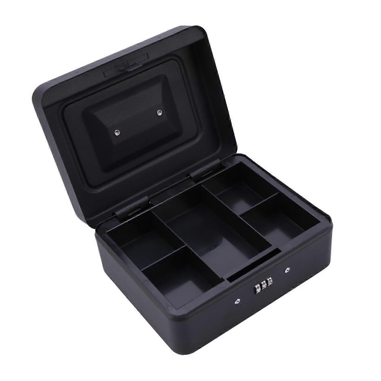 Thickened Metal Cash Box with Combination Lock for Cash, Coins, Keys, and Checks - Secure Storage for Businesses