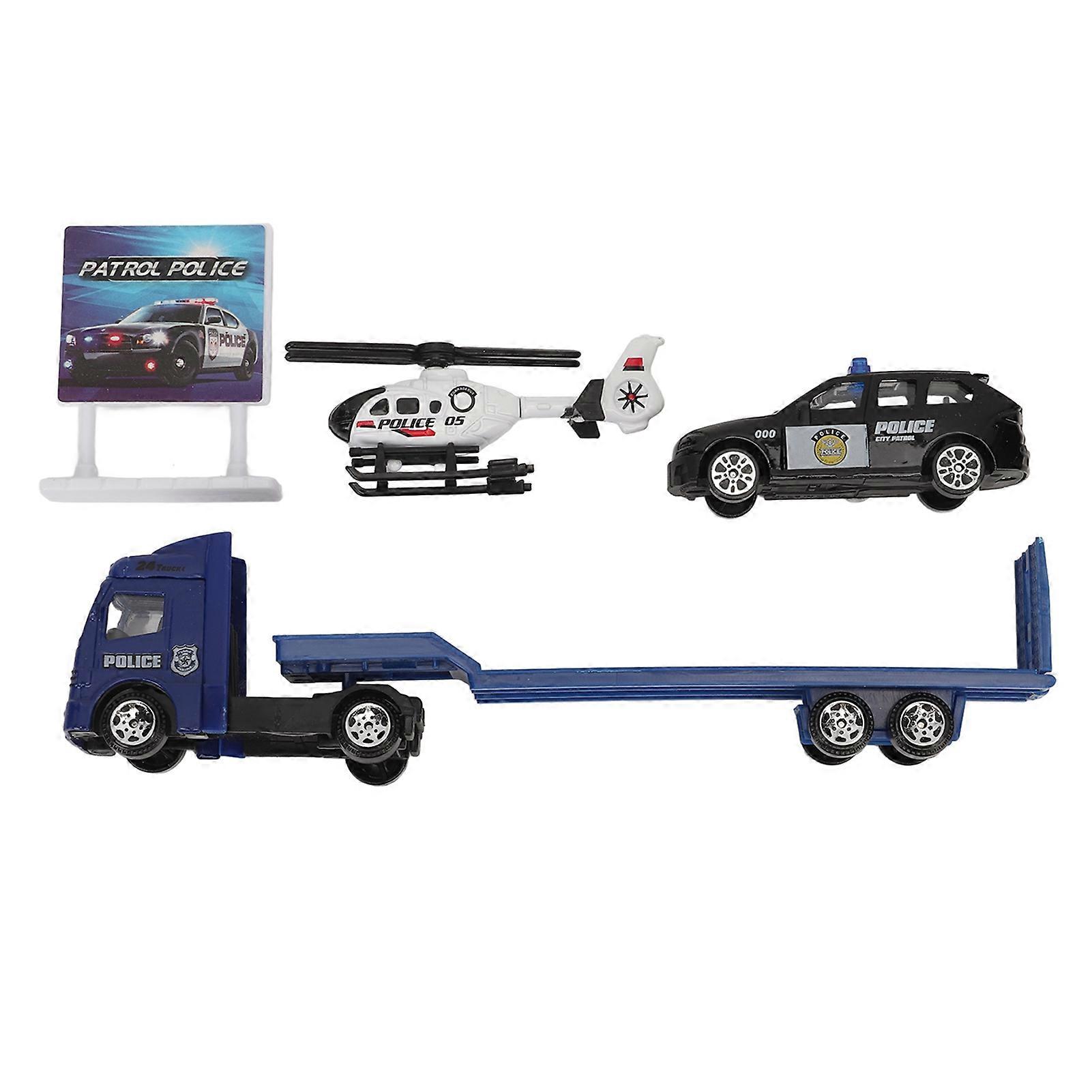 4pcs Set 1: 64 Alloy Engineering Car Vehicle Playset Set Simulation Construction Trailer Type B