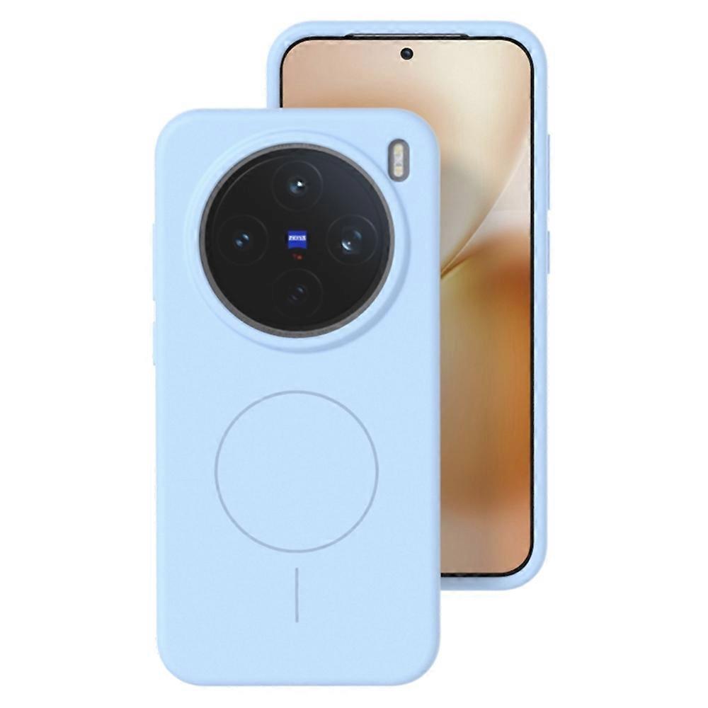 Pour vivo X200s 5G Coque en silicone liquide compatible avec la coque de téléphone MagSafe Skin-Touch - Bleu ciel