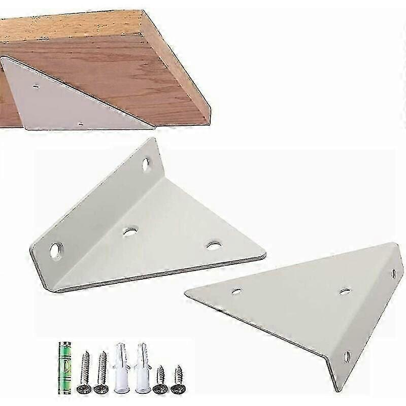 2 Pieces Shelf Brackets, Floating Shelf Brackets, Concealed Invisible Shelf Brackets, Triangle Wall Mounted Shelves, For Living Room Bedroom (white) C