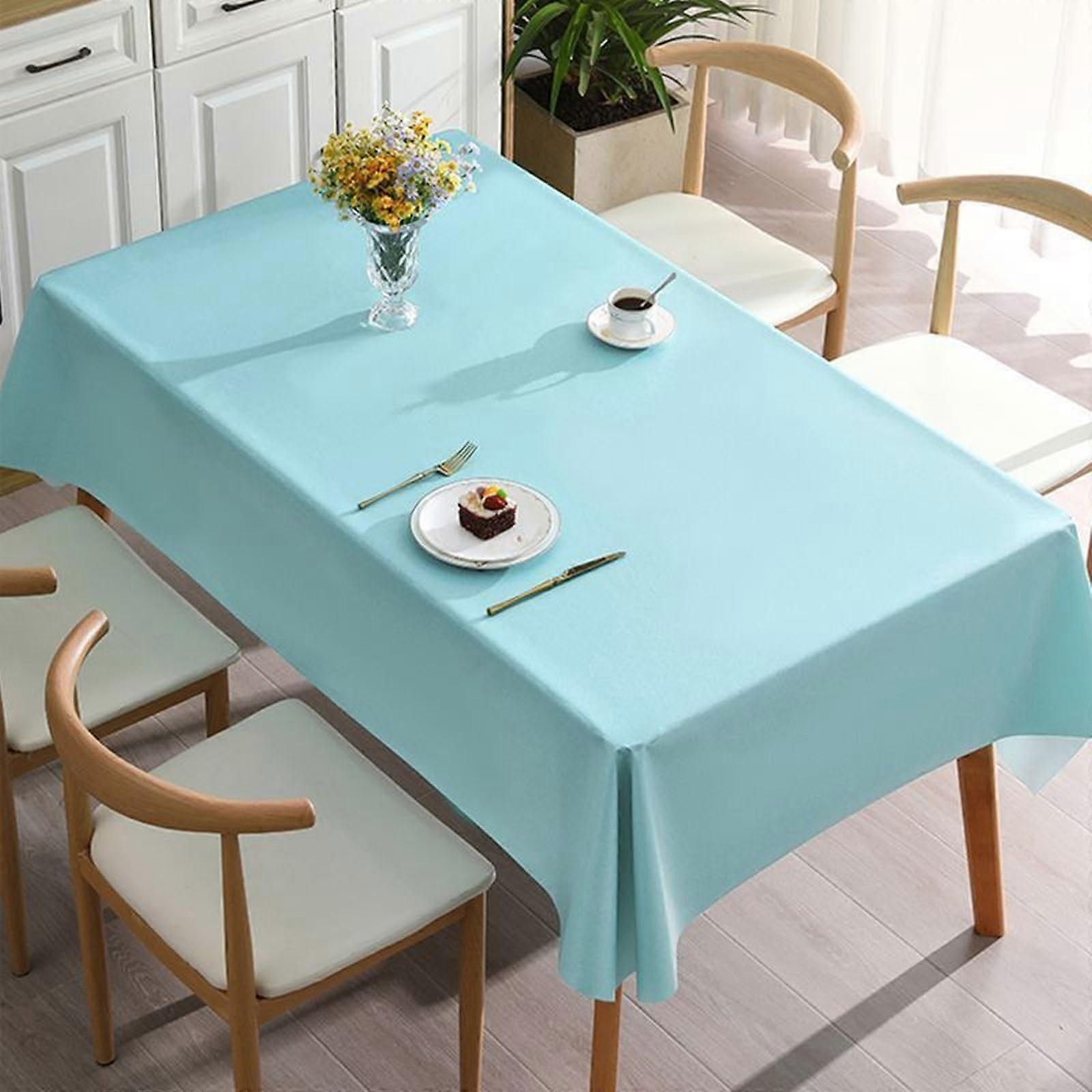 Vinyl Tablecloth 140 X 140 Cm, Rectangular, Waterproof, Non-Slip, Durable, Light Blue, For Living Room, Kitchen