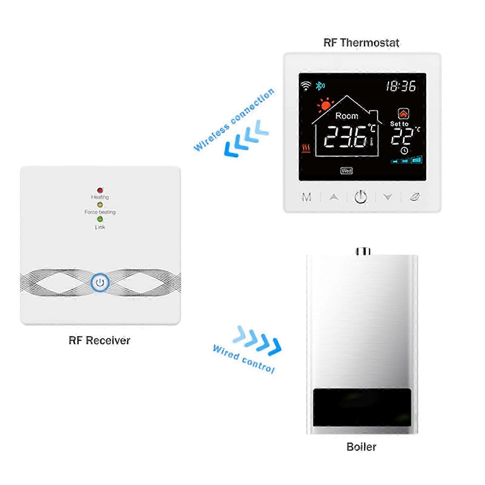 Wifi Smart Boiler Thermostat With Receiver 3.5inch Lcd Display Intelligent Thermostat With Application & Voice Control Digital Programmable Thermosta