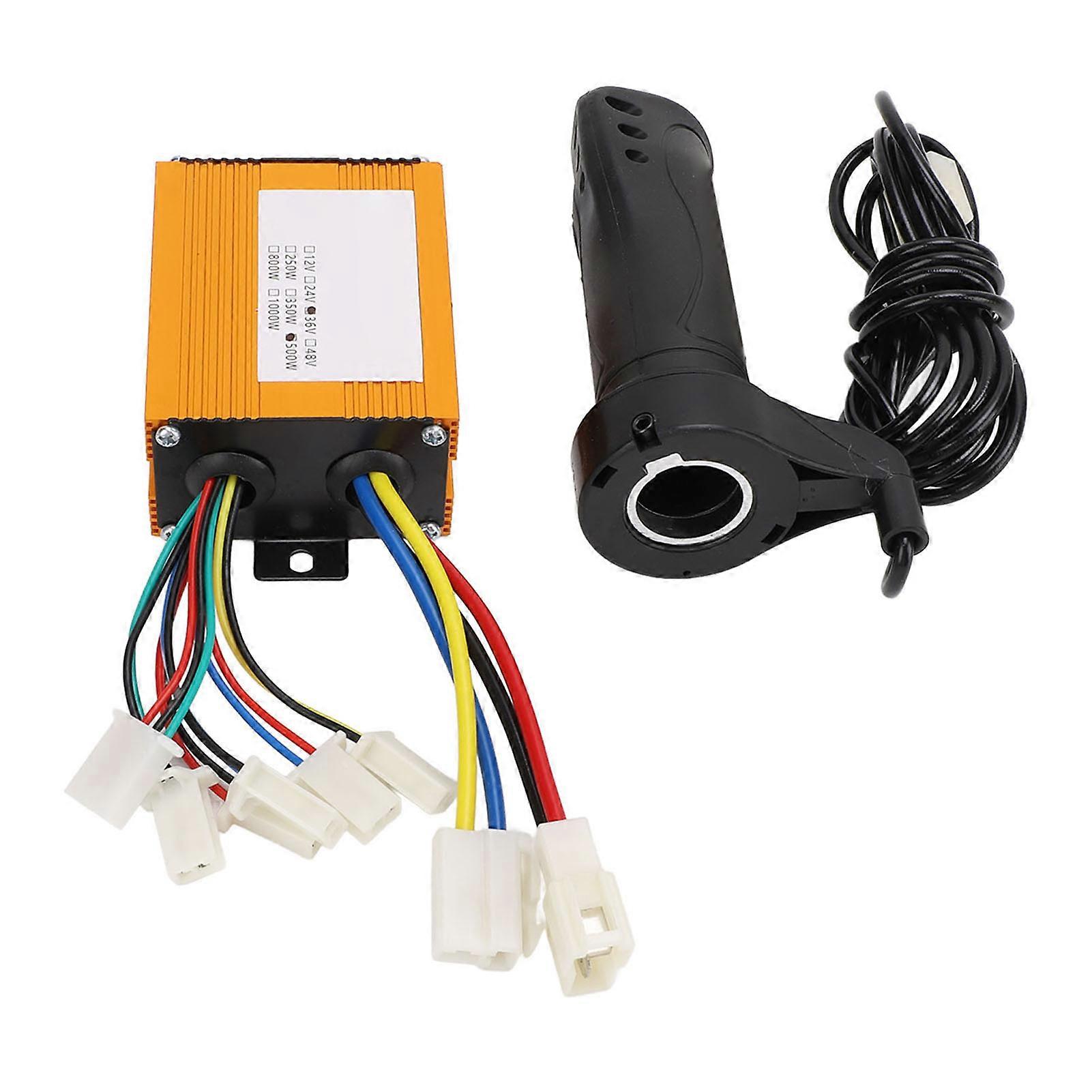 36V 500W Brushed Controller and Throttle Grip Strong Heat Dissipation Motor Speed Controller for Electric Bike Tricycle Motorcycle 