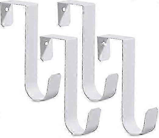 4 Pack Sturdy Metal Single Over Door Hooks, White Door Hanger Hooks Suitable for Hanging Towels and Other Items, Supports Up to 7Lbs