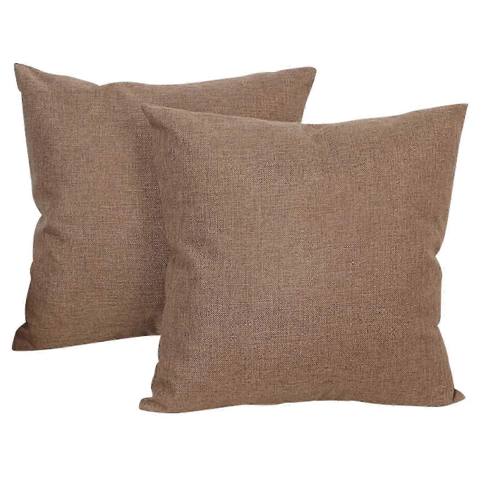 unbrand Linen-look Home Decorative Cushion Covers For Sofa Bedroom Car With Zip Brown 40*40cm