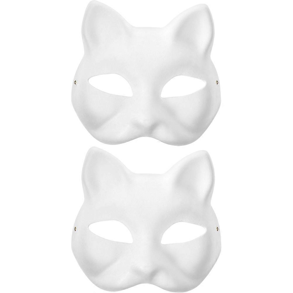 2pcs DIY Blank Cat Masks White Paper Class Carnival School Party Masquerade Supplies