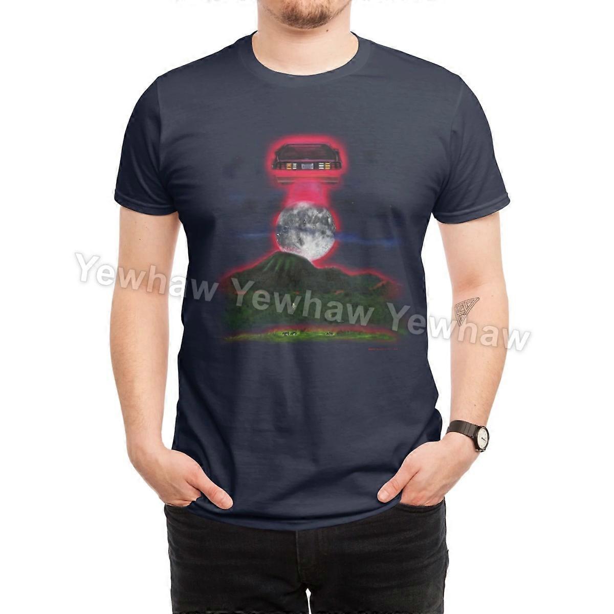Abducting the Moon T-Shirt glowing car night sky surreal retro futuristic beam of light