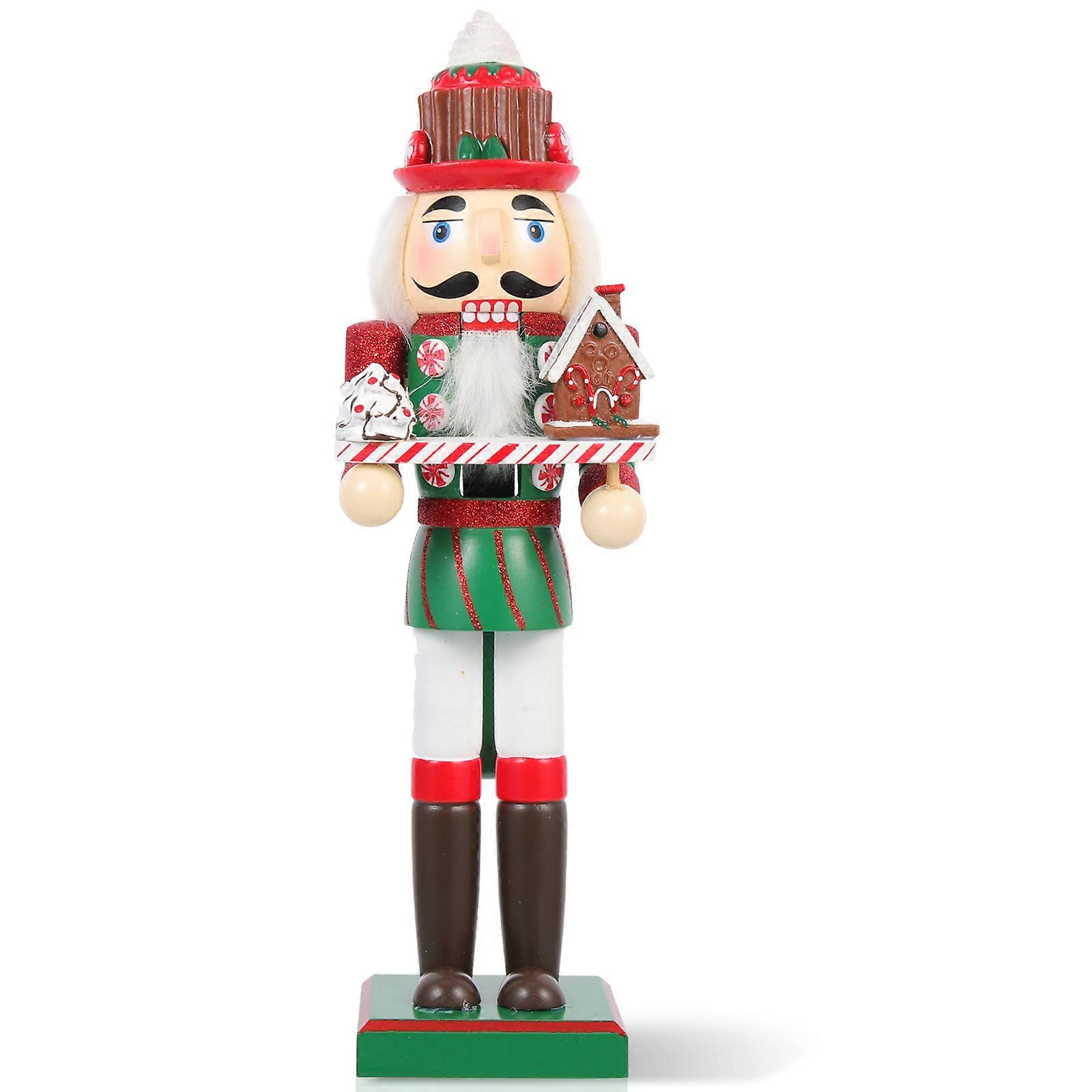 Nutcracker Figure Puppet Classic Christmas Design Nutcracker Ornament Home Decoration 35X10.5X8CM 1Set