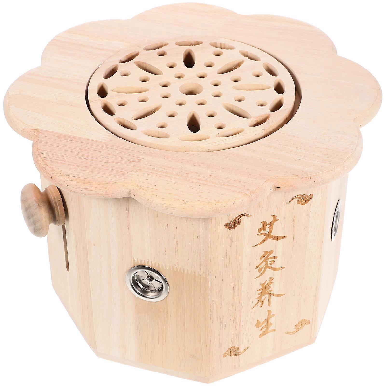 Sitting Cushion Durable Comfortable Moxibustion Cushion Rectangular Shape Oak Material Home Use 1 Set