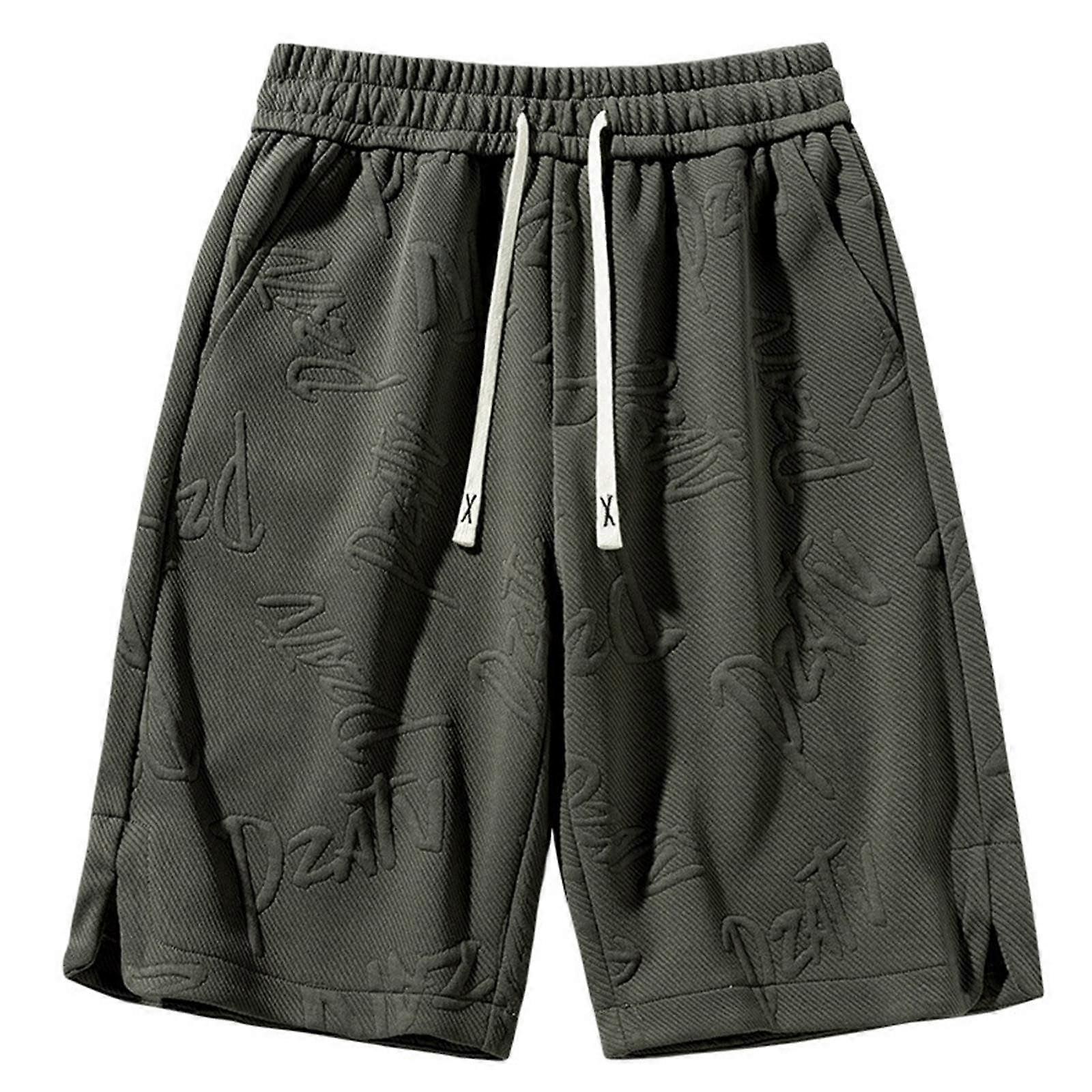 Herren Sporthose Kurz Comfort Five Points Casual Shorts 3XL Silber Dunkelgrau Atmungsaktiv Bequem Freizeitmode
