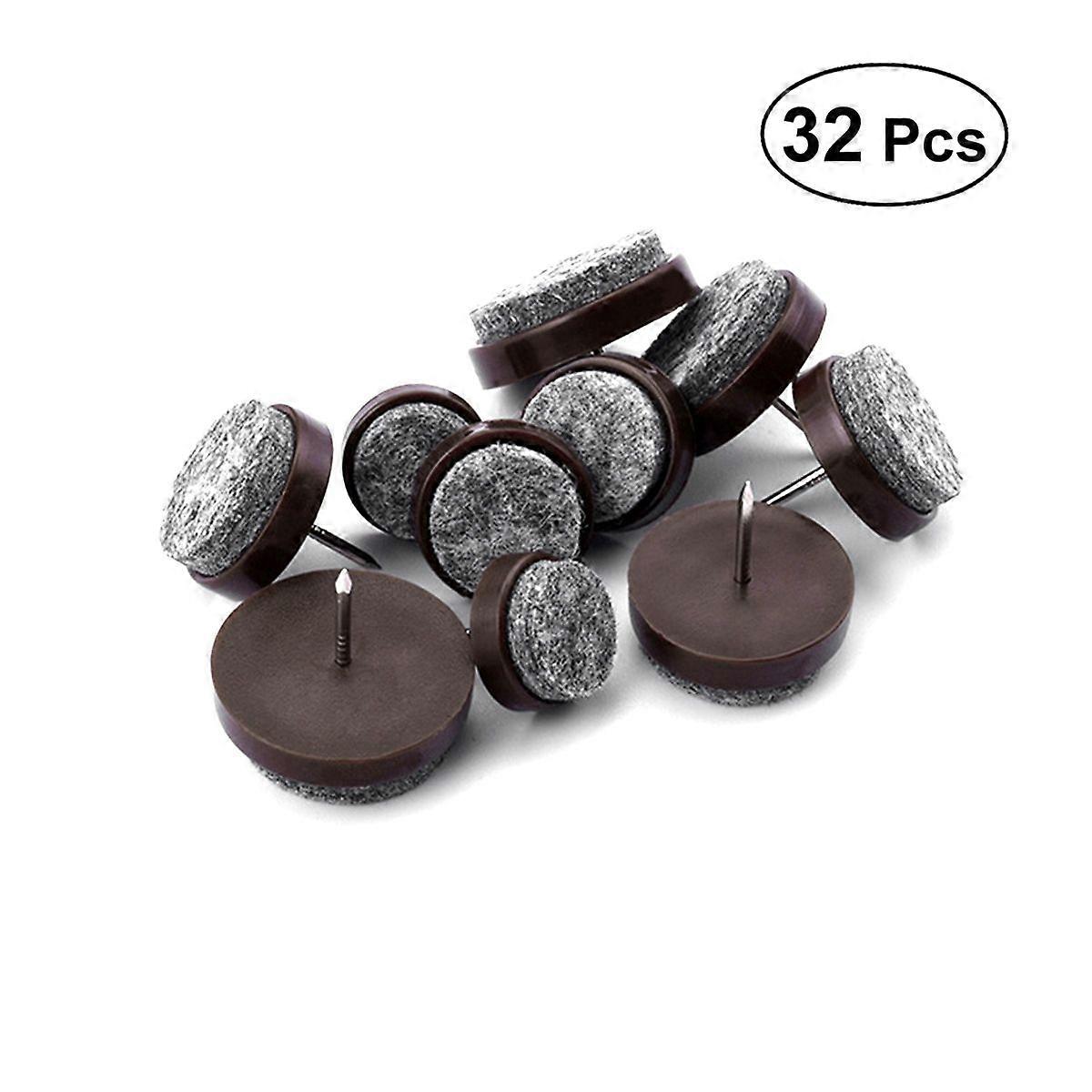 32 Pcs Table Mat Non-Slip Pads Table Chair Feet Felt Protective Mats for Furniture (Brown)