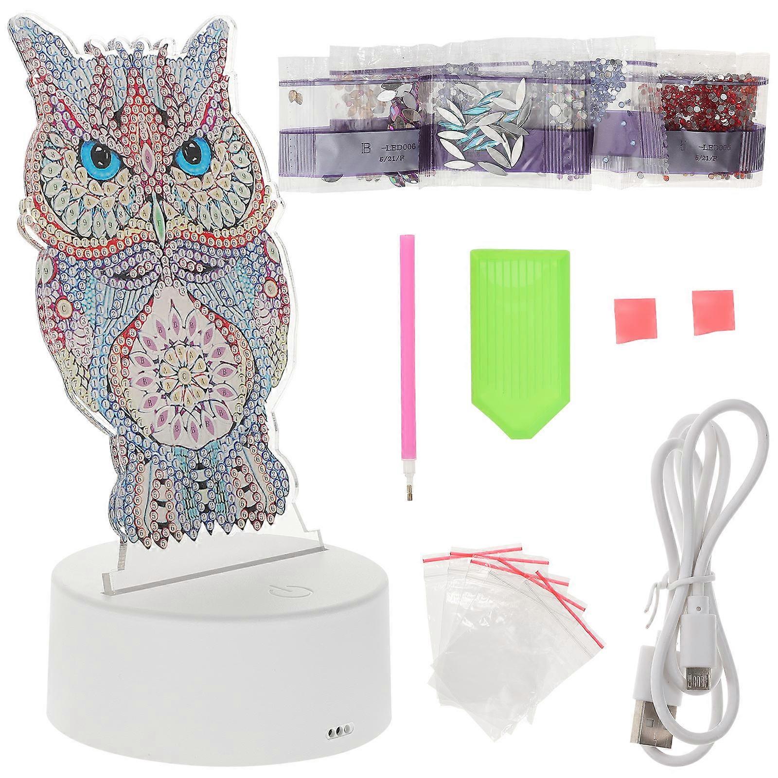 LED Diamond Lamp Owl Shape for Decor 1Pcs Plastic Night Light Tabletop