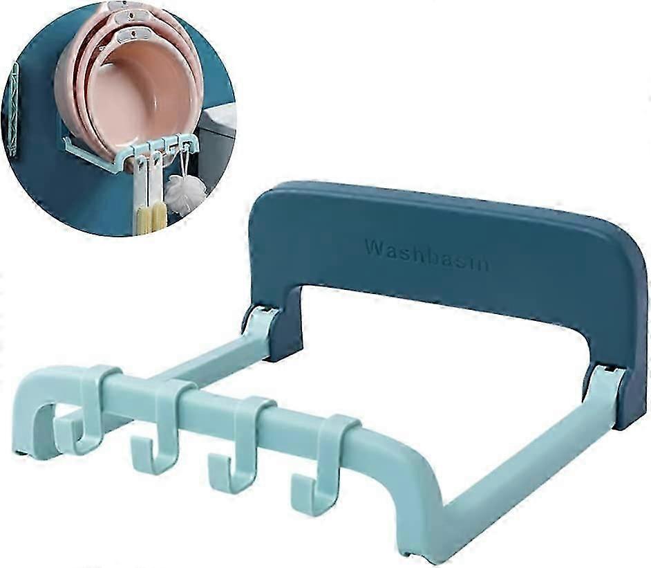 1Pc Folding Washbasin Rack,  Self Adhesive with Hook Rack