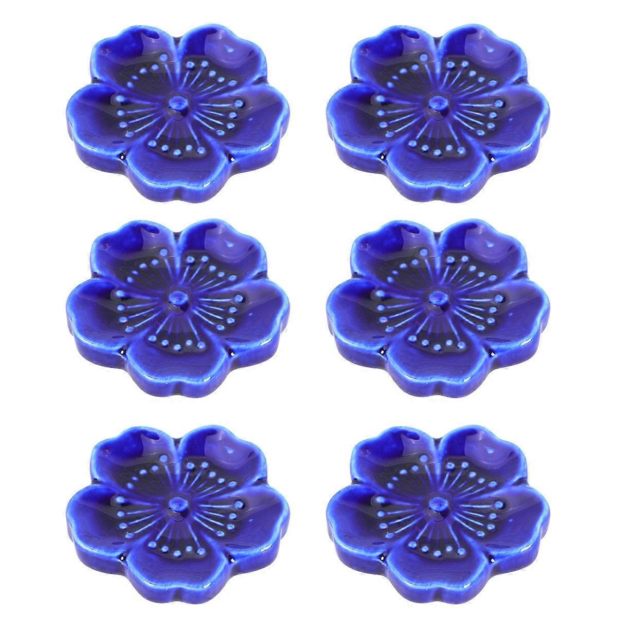 Ceramic Chopsticks Storage Rack Dark Blue Home Use 4.5X4.5X0.8cm Prevent Rolling Away 6Pcs