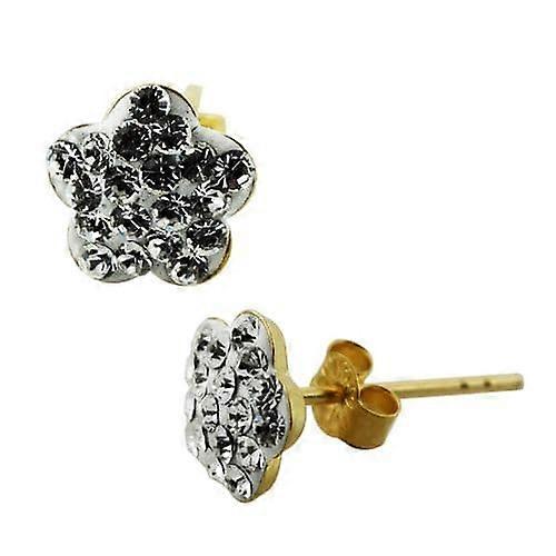 9K Gold Multi Jewelled Flower Ear Stud