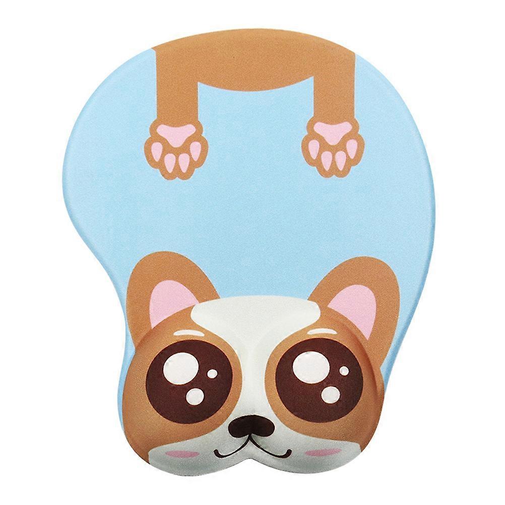 Ergonomic Mouse Wrist Pad Cartoon Dog Silicone Hand Care Gaming Mat Blue Brown 26x21 Cm Anti Slip Wrist Support 1Set