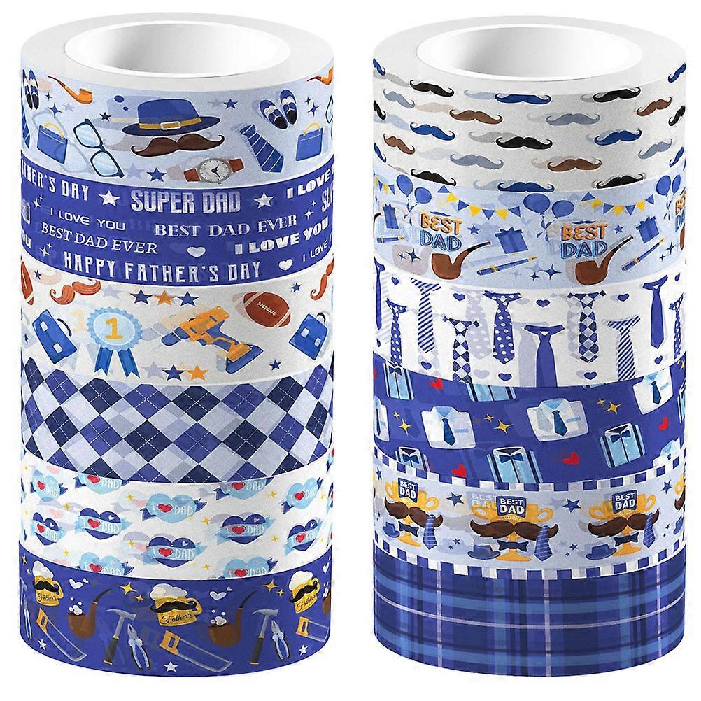 Father's Day Washi Tape Set Transparent Decorative Craft Tapes for Scrapbooking, DIY Projects, Wrapping, and Journaling 12 Rolls