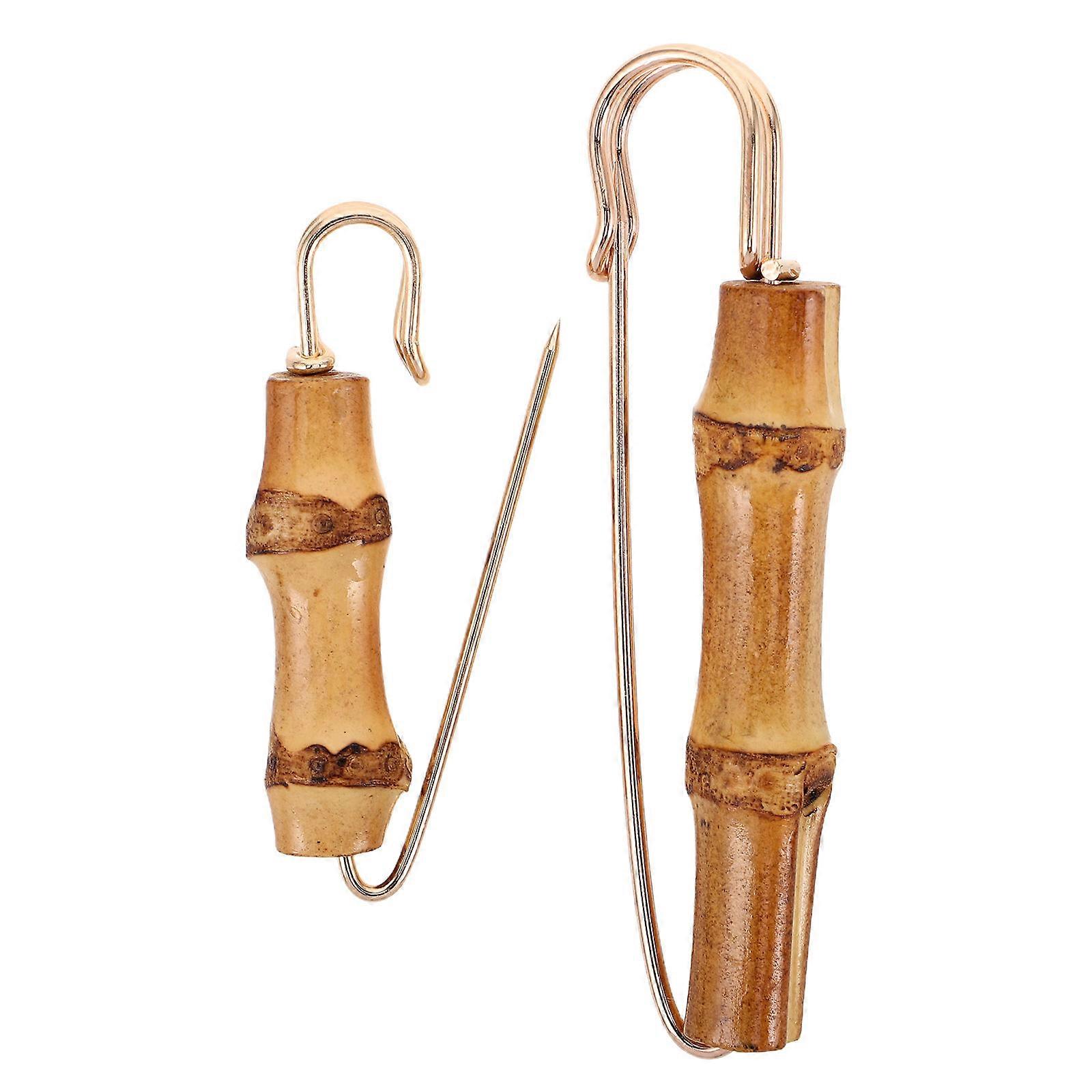 a refined and engaging product description based on your input:
**2pcs Vintage Bamboo Brooch Pins – Elegant Shawl & Cardigan Accessories with