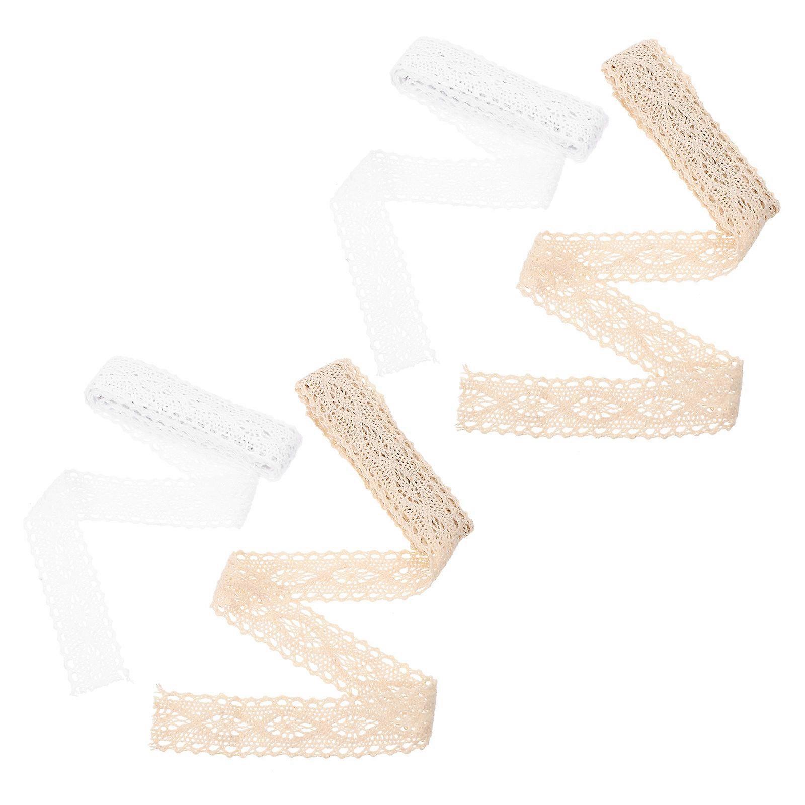 DIY Sewing Craft Lace Ribbon White Rectangular Elegant For Clothes Accessories 4 Rolls
