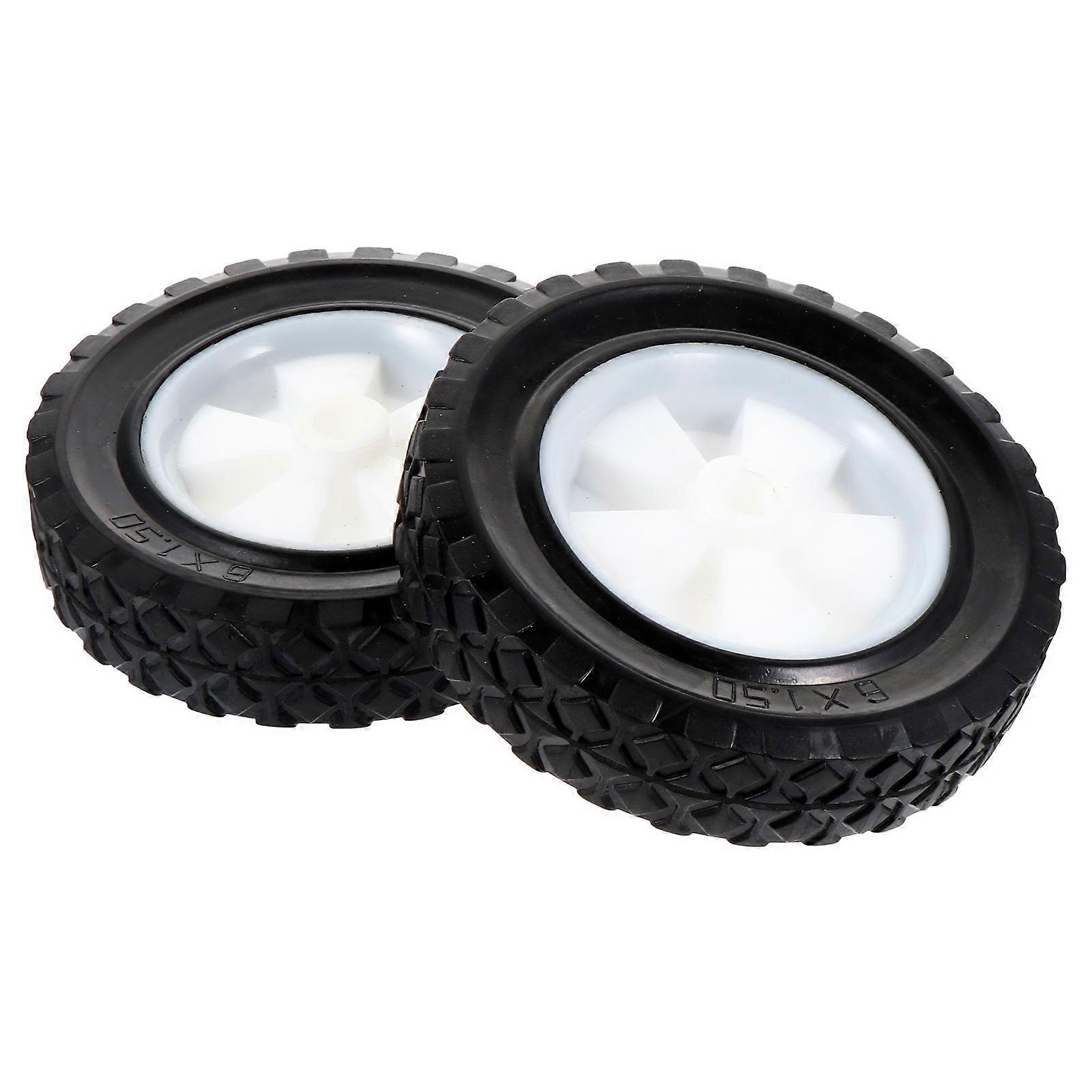 Push Mower Plastic Wheels Replacement Parts No Inflation Required 6 Inch Black for Garden Lawn Mower 2Pcs