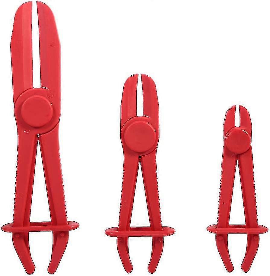 Brake Fluid Line Clamp Hands-free Tool Set (3pcs, Red)
