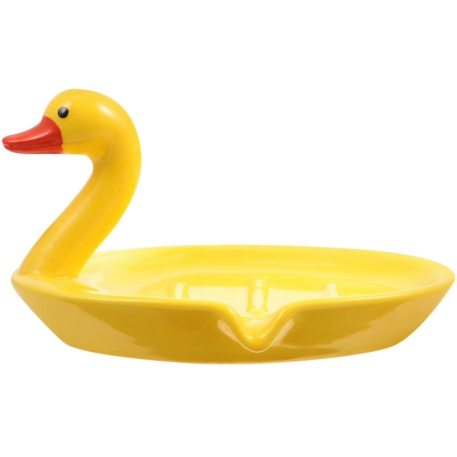 Soap Dish Self Draining Soap Holder Cute Duck Shape Soap Rack Bathroom Sink Ceramic Soap Tray