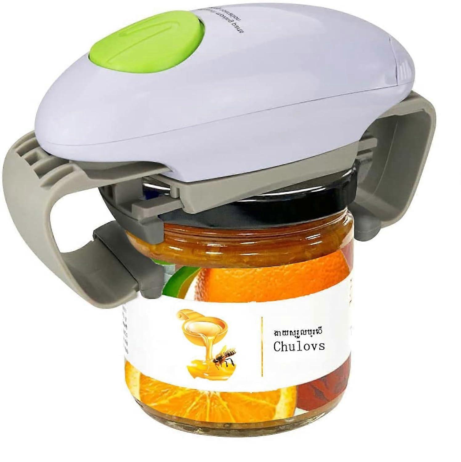 Electric Can Opener, Heavy Duty Automatic Can Opener for Sealed Jars, Hands-Free Kitchen Gadget, White Color