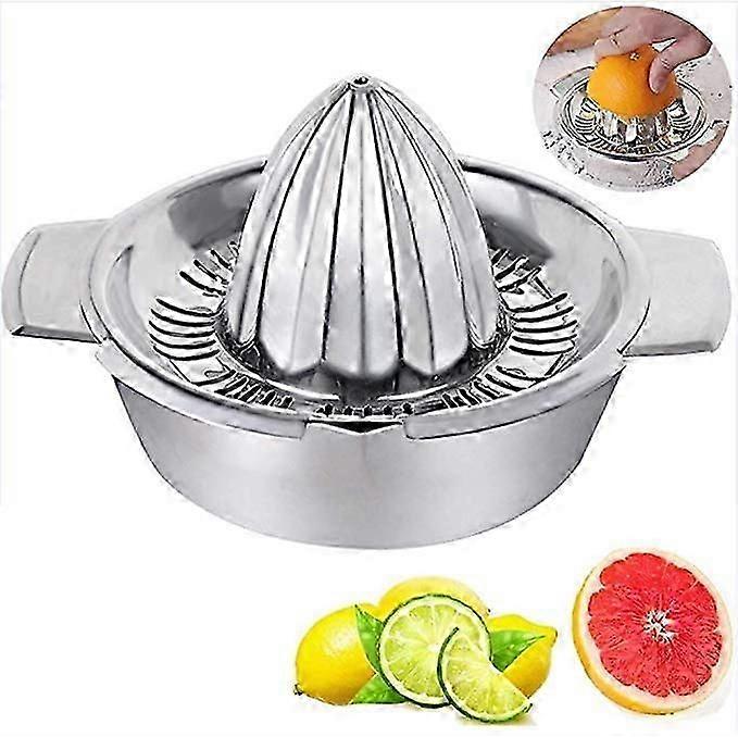 304 Stainless Steel Manual Juicer Lime Juicer Juicer with Container 300ml, Diameter 12.5cm, Dishwasher Safe
