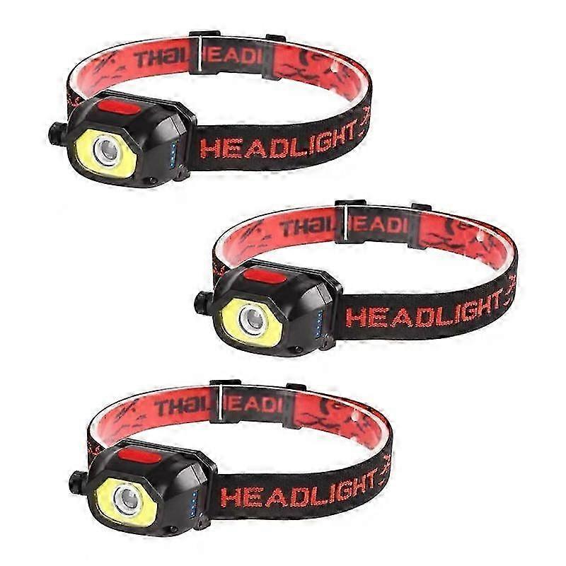 1-3pcs Head Flashlight Rotating Zoom High Lumens Usb Rechargeable With Built-in Battery Intelligent 